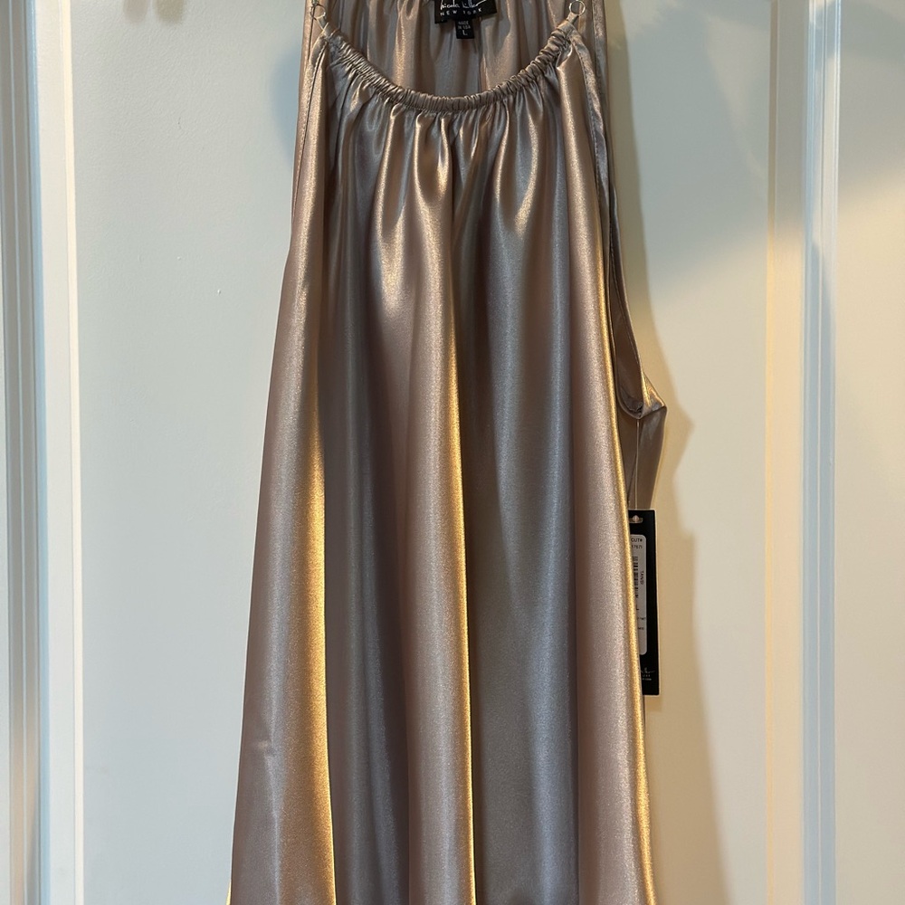 Nicole Miller Silver Satin Top